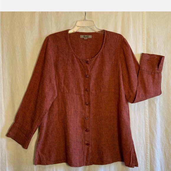 FLAX button front tunic. Size large.